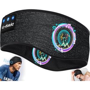 LC-dolida Cuffie per Dormire Fascia Bluetooth, Fascia Sportiva Bluetooth 5.2 Senza Fili con Microfono, Vero Suono Stereo,10-14 Ore di Riproduzione,Cuffie Per Lavoro,Sportivi,Giochi