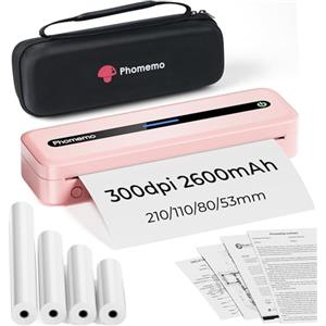 Phomemo M832 Kit Stampante Portatile A4, Stampante Termica Senza Fili Senza Inchiostro Compatibile con Smartphone e Laptop, Con Custodia per il Trasporto e 4 Rotoli di Carta Termica, Rosa