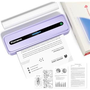 Phomemo M832 Stampante Portatile, Stampante Termica A4 Compatibile con Phone via Bluetooth, Windows e macOS via Cavo USB, per Viaggi, Lavoro, Casa, Stampa Solo su Carta Termica, Viola