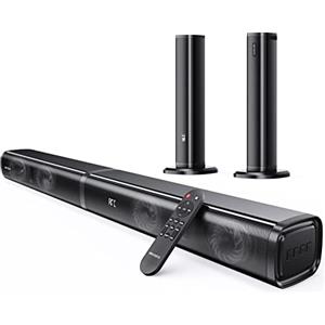 MEVOSTO Soundbar 2 in 1 Soundbar per TV 2.2 Canale separabile 80W Doppi woofer integrati con ARC/Ottico/AUX/BT 5.0 Bassi/Alti Sistema home theater surround montabile a parete