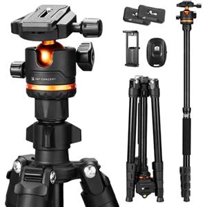 K&F Concept Treppiede Fotocamera e Smartphone 192cm, Treppiede in Alluminio Leggero e Compatto, Compatibile con Canon Sony DSLR Reflex iPhone, 360° Testa a Sfera, con Telecomando e Monopiede, O275A5