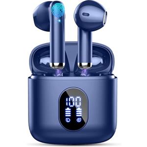 Rinsmola Cuffie Bluetooth, Auricolari Bluetooth con 4 HD Mics, HiFi Stereo Cuffie Wireless in Ear, ENC Cancellazione Rumore Cuffie Senza Fili, 3.7g Mini Cuffiette Wireless, 30 Ore/IP7 Impermeabili, Blu Scuro