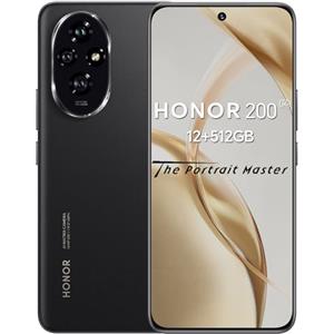 HONOR 200 Smartphone 5G NFC Dual SIM, 12GB RAM 512GB, AMOLED da 6.7 pollici telefono con tripla fotocamera principale da 50 MP, 5200 mAh, Android 14, Black [Versione italiana]