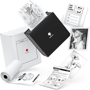 Phomemo Stampante tascabile M02 - Mini stampante adesiva, stampante fotografica termica 203 dpi, piccola stampante fotografica senza fili Bluetooth, stampante portatile per bambini, nero