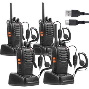 Walkie-Talkie PMR446 Ricaricabile Lunga Distanza 16 Canali VOX CTCSS/DCS Radio FM Ricetrasmettitore Portatile Walkie Talkie Professionali Con Auricolare