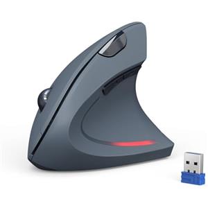 TECKNET Mouse Verticale, 4800 DPI Mouse Wireless Ergonomico, Protegge Il Braccio, Mouse Senza Fili 6 Pulsanti per PC, Computer Portatile, Mac, Grigio