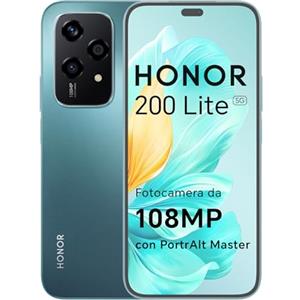 HONOR 200 Lite Smartphone 5G Dual SIM NFC, 8GB RAM 256GB Memoria, 6.7 pollici AMOLED Eye-Care Display telefono Android 14, 108MP+50MP, Capsula Magica, 4500 mAh, Cyan Lake [Versione italiana]