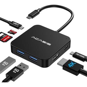 ACASIS Hub adattatore multiporta USB C a HDMI 4K 7 in 1, consegna di potenza 100 W, 2 porte USB A 3.0, 1 hub USB C 3.0, lettore di schede SD/TF, Dongle per laptop e dispositivi USB C