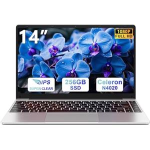 bvate 2025 Newest PC Portatile 14 Pollici Laptop Win 11 256 GB ROM Celeron N4020 2.4G+5G WiFi upto 2.8 GHz Supporta l'espansione SSD 1TB 4.2 USB HDMI Tastiera Italiana Membrana Mouse Senza Fili-Sliver-A