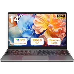 bvate PC Portatile 14 pollici Notebook Win 11 upto 2.8 GHz 256 GB ROM Supporta l'espansione SSD 1TB Celeron N4020 2.4G+5G WiFi 4.2 USB HDMI Tastiera italiana membrana mouse senza fili-Grigio-A