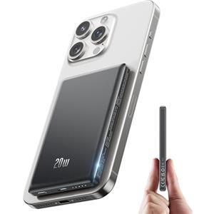 Ntaanoo Ultra Slim Power Bank per MagSafe, Wireless PowerBank Magnetico 5000mAh, 20W Ricarica Rapida Caricatore Portatile per iPhone 16/15/14/13/12/Pro/Plus/Max Series, Batteria Portatile Nero 2025
