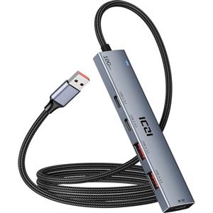 ICZI Hub USB 3.2 Sdoppiatore Multipresa USB 3.2 Gen 2 Adattatore Cavo 120cm compatibile con Mac, iMac, Laptop, Desktop, Computer