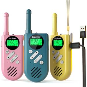 Inspireyes Walkie-Talkie Bambini Ricaricabili, 48 Ore di Orario di Lavoro, 3 Chilometri di Lungo Raggio, Regali di Compleanno per Ragazzi Ragazze, Giocattoli da Esterno per Bambini di 3-12 Anni