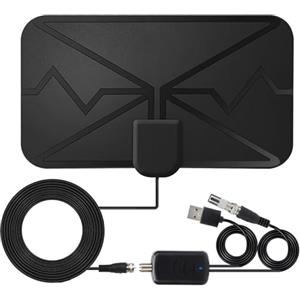 Abauoat Antenna TV Interna Portatile, Digitale Amplificatore di Segnale Support 4K 1080P VHF UHF Canali Gratuiti Per Home Smart Televisione/Radio,Canali TV Locali