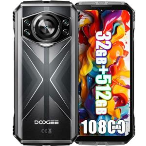 DOOGEE S118 Plus 4G Rugged Smartphone, 10800mAh Batteria, Helio G100 32GB + 512GB, 6.58'' FHD+, 50MP + (12MP Visione Notturna)+ 32MP Smartphones, Android 14 Cellulare Impermeabile, NFC Nero