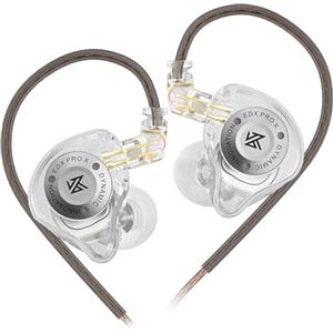 LINSOUL KZ EDX Pro X - Auricolari in-ear, singolo driver dinamico HiFi con forma ergonomica, cuffie da gioco cablate (senza microfono, trasparente)