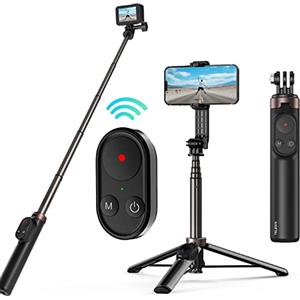 TELESIN Selfie Stick con telecomando per GoPro Hero 11 10 9 8 Max,prolunga per selfie in alluminio con clip per telefono treppiede Telecomando senza fili Bluetooth per iPhone Android Action Camera