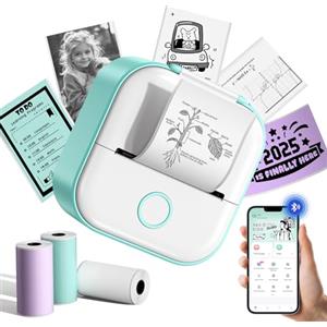 LabelCreate T02 Mini Stampante Portatile, Stampante Termica Tascabile Wireless Bluetooth Per lo studio e la presa di appunti da regalare, Compatibile con iOS e Android, Verde