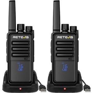 Retevis RT668H Walkie Talkie, Radio Bidirezionale PMR446, Display Active View, Robusto Walkie-Talkie Ricaricabile 1200mAh Tipo C, Ricetrasmittenti Professionali per Viaggi, Ciclismo (2 Pezzi, Nero)