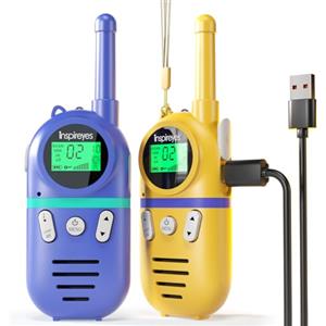 Inspireyes Walkie-Talkie Bambini Ricaricabili, 48 Ore di Orario di Lavoro, 3 Chilometri di Lungo Raggio, Regali di Compleanno per Ragazzi Ragazze, Giocattoli da Esterno per Bambini di 3-12 Anni