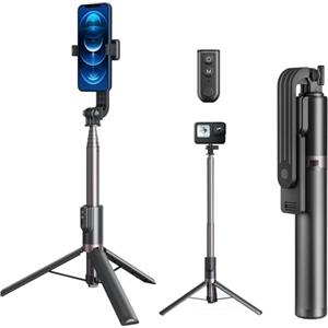 TELESIN 3-in-1 Selfie Stick Treppiede per Telefono Cellulare con Telecomando Bluetooth, Rotazione a 360° Estensibile Treppiede per Telefono Cellulare per GoPro/DJI/iPhone/Samsung (51