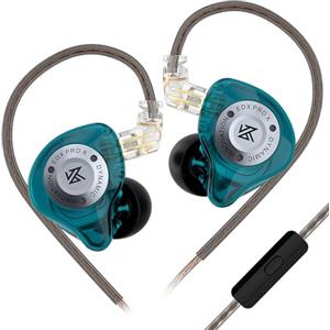 LINSOUL KZ EDX Pro X - Auricolari in-ear, singolo driver dinamico HiFi con forma ergonomica, cuffie da gioco cablate (con microfono, turchese)