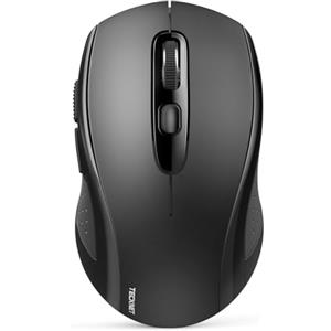 TECKNET Mouse Bluetooth, 4000 DPI Mouse Wireless Portatile, 3 Modalità(BT5.0/3.0+2.4G), Mouse Ottico Wireless Ergonomico per Laptop, MacBook, PC, Windows, Android(Nero)