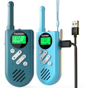 Inspireyes Walkie-Talkie Bambini Ricaricabili, 48 Ore di Orario di Lavoro, 3 Chilometri di Lungo Raggio, Regali di Compleanno per Ragazzi Ragazze, Giocattoli da Esterno per Bambini di 3-12 Anni