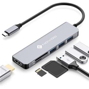 NOVOO - Hub USB C HDMI, adattatore USB C a HDMI 4K, 3 x USB 3.0, lettore di schede SD & Micro SD, Hub USB-C Dock, compatibile con MacBook Air Macbook Pro ChromeBook Pixel Matebook XPS