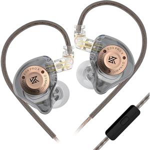 LINSOUL KZ EDX Pro X - Auricolari in-ear, singolo driver dinamico HiFi con forma ergonomica, cuffie da gioco cablate (con microfono, grigio)