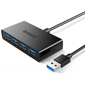 ORICO USB 3.0 HUB Splitter ad alta velocità, 4 porte, HUB, convertitore di espansione multi-interface, per laptop, uno per cavo di prolunga a 4 hub con connettore di alimentazione USB3.0, nero, 1,5 m