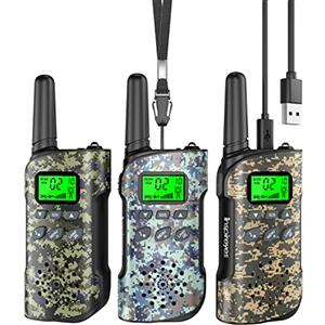Inspireyes Walkie-Talkie Bambini Ricaricabili, 48 Ore di Orario di Lavoro, 3 Chilometri di Lungo Raggio, Regali di Compleanno per Ragazzi Ragazze, Giocattoli da Esterno per Bambini di 3-12 Anni