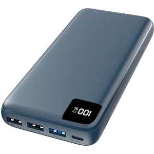 Bilivein 22.5W Power Bank 27000mAh - USB C Batteria Esterna Caricatore Portatile con 4 Uscite Powerbank con Display LED per Tablet Cellulare blu