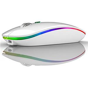 Uiosmuph Mouse Senza Fili Bluetooth, BT5.1+BT5.0+2.4G Ricaricabile Mouse Senza Fili Ottico Piccolo Portatile con Mouse USB per per Notebook, PC, Laptop, Computer, MacBook(Bianco)