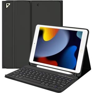 TQQ Custodia Tastiera per iPad (9a, 8a e 7a generazione), Cover con Italiano Tastiera QWERTY, per iPad 10.2