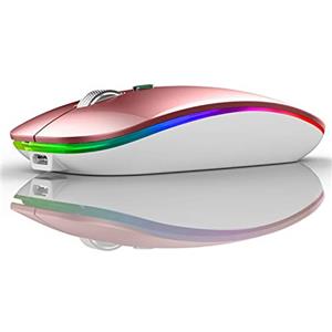Uiosmuph Mouse Senza Fili Bluetooth, Bluetooth 5.1 + 2.4G Wireless Ricaricabile Mouse Senza Fili Ottico Piccolo Portatile con Mouse USB per per Notebook, PC, Laptop, Computer, MacBook(Oro Rosa)