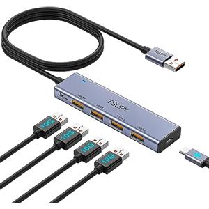 TSUPY Hub USB 3.2 Gen 2, USB Hub 10Gbps, Sdoppiatore USB Multipresa 4 Porte con Cavo Lungo 120cm, Alloggiamento in alluminio multi USB per PC, Laptop, MacBook.