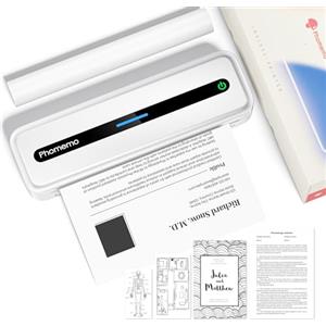 Phomemo M832 Stampante Portatile, Stampante Termica A4 Compatibile con Phone via Bluetooth, Windows e macOS via Cavo USB, per Viaggi, Lavoro, Casa, Stampa Solo su Carta Termica, Bianco