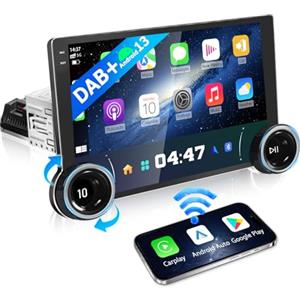 URVOLAX Autoradio 1 Din con Schermo Android 13, 10,1 Pollici DAB Apple Carplay Android Auto Wireless Stereo Bluetooth Radio Macchina Display, Car Play per Auto Monitor con Navigatore DAB+ Manopole FM