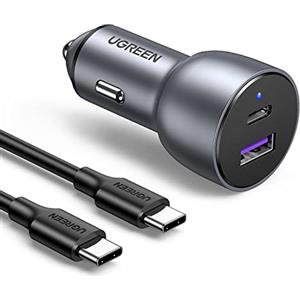 UGREEN Caricabatteria Auto 52.5W Totale, Caricatore Accendisigari USB, Compatibile con iPhone 16/15/14 Plus PRO Max, Galaxy S24/S23, iPad