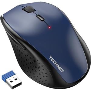 TECKNET Mouse Wireless, 4800 DPI Silenzioso Mouse Senza Fili Ergonomico, 2.4 GHz Ricevitore, 6 Pulsanti, 30 Mesi Durata Batteria, Compatibile con PC, Laptop, Mac, Chromebook-Blu