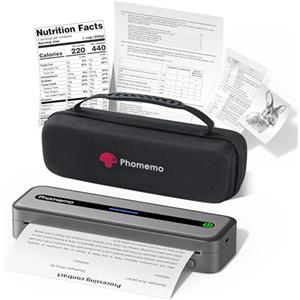 Phomemo M832 Kit Stampante Portatile A4, Stampante Termica Senza Fili Senza Inchiostro Compatibile con Smartphone e Laptop, Con Custodia per il Trasporto e 4 Rotoli di Carta Termica, Grigio