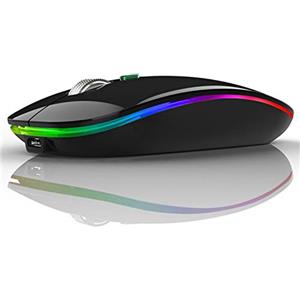 Uiosmuph Mouse Senza Fili Bluetooth, BT 5.1+BT 5.0+2.4G Ricaricabile Mouse Senza Fili Ottico Piccolo Portatile con Mouse USB per per Notebook, PC, Laptop, Computer, MacBook (Nero)