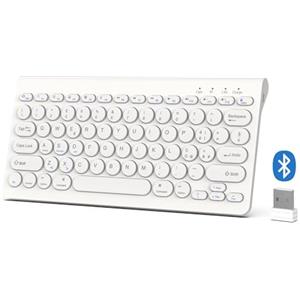 BQSS Tastiera iPad, Tastiera Bluetooth Ricaricabile, Per iPad 9/10 Generazione, iPad Air/Pro/Mini/Samsung tablet S9/Android e Window(White)