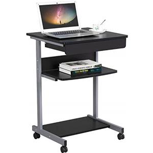 Yaheetech Scrivania per Computer Scrivania ad Angolo Angolare Tavolo da Lavoro Mobile Porta pc da Ufficio con Tastiera Scorrevole Ruote Postazioni da Lavoro 56 x 51 x 79 cm