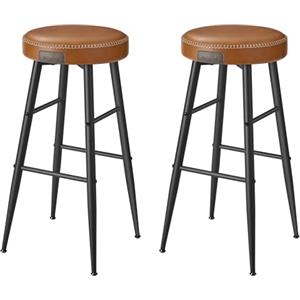VASAGLE EKHO Collezione - Sgabelli Cucina, Set da 2 Sgabelli Alti da Bar, Sedie Cucina, Rivestimento con Cucitura, Altezza 76,2 cm, Sala da Pranzo, Facile da Montare, Marrone Caramello LBC090K01