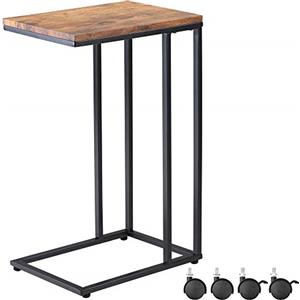 Casaria® Tavolino con Rotelle 50x35x70cm Forma a C Legno Metallo Moderno Portata 40kg Tavolo da Notte Comodino Nero