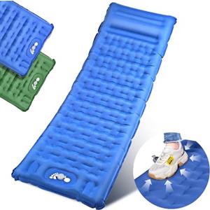 BIAOQINBO Materasso Gonfiabile Singolo, Materassino Gonfiabile Campeggio con Cuscino, Materassino Trekking Ultraleggero, Letto Gonfiabile Singolo per Escursionismo Campeggio Tenda (Blu)