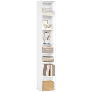 WOLTU Libreria, Scaffale a 7 Livelli, 30x26x178,5 cm, Mobile Alto con Scomparti Aperti, per Ufficio/Salotto/Camera da Letto, Bianco, SK066ws