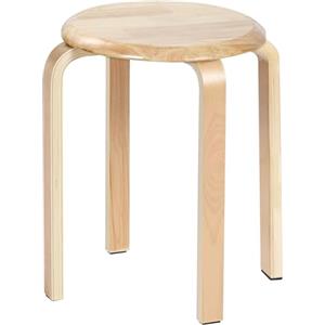 Yawinhe Sgabelli Impilabili Rotondi, Sedia da Pranzo, Sgabello Cucina e Bar in Legno, può Essere Utilizzato per Attività di Festa, Colore Del Legno, 1-Pack